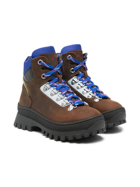  Marni Kids Lace-up Lug-sole Boots - Brown 