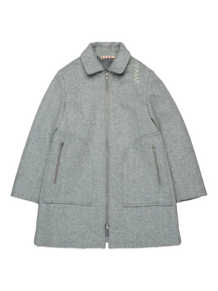 Marni Kids Logo-embroidered Coat - Grey 