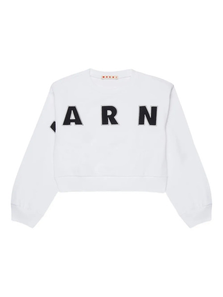  Marni Kids Logo-embroidered Cropped Sweatshirt - White 
