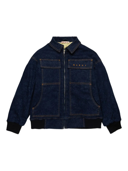  Marni Kids Logo-embroidered Denim Jacket - Blue 