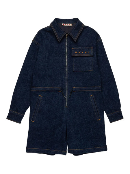  Marni Kids Logo-embroidered Jumpsuit - Blue 
