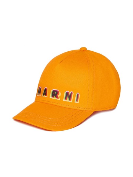  Marni Kids Logo-print Cotton Cap - Orange 