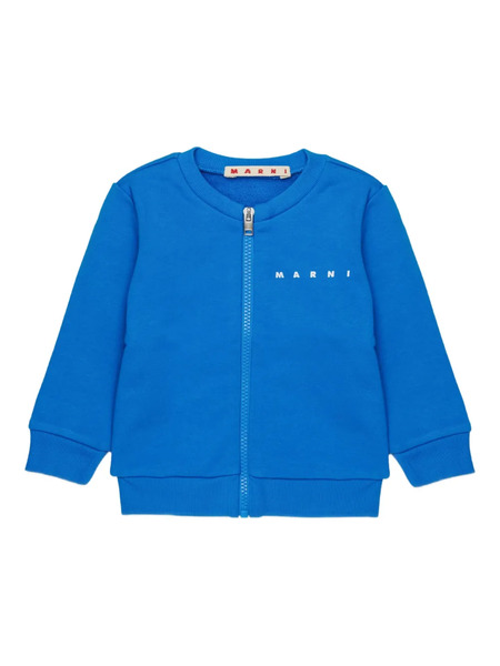  Marni Kids Logo-print Zip-fastening Sweater - Blue 