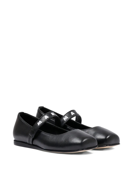  Marni Kids Logo-strap Ballerinas - Black 