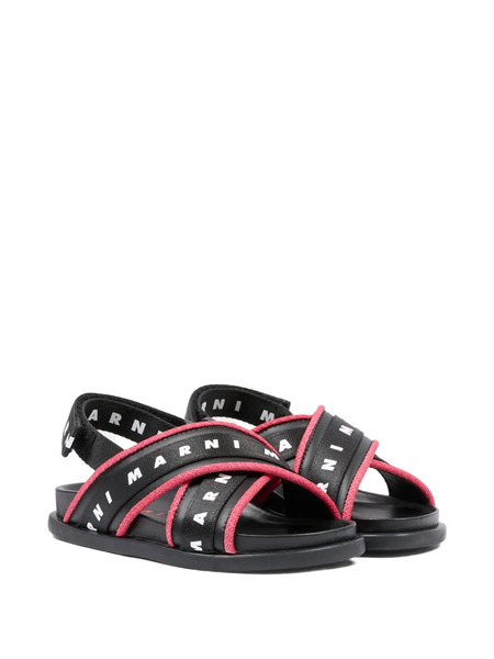  Marni Kids Logo-strap Sandals - Black 