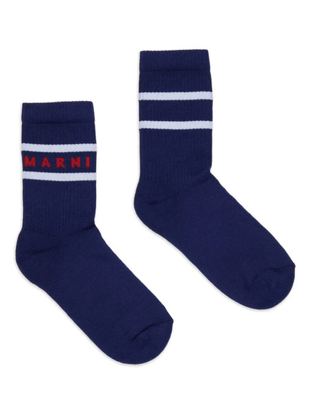  Marni Kids Logo-striped Socks - Blue 