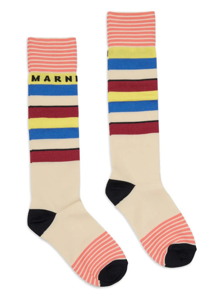  Marni Kids Logo Striped Socks - Neutrals 