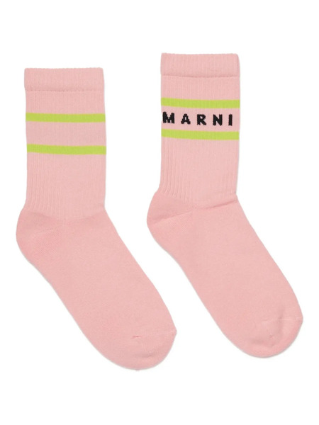  Marni Kids Logo Striped Socks - Pink 