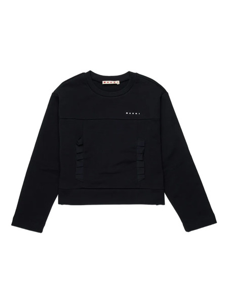  Marni Kids Long-sleeves Ruffled-detail Sweatshirt - Black 