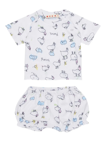 Marni Kids Printed Shorts Set - White 