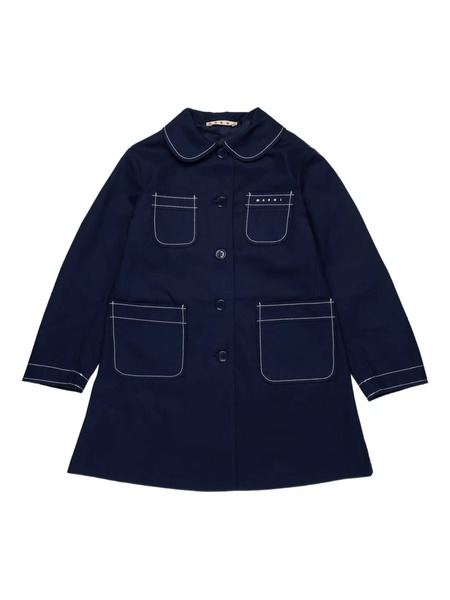  Marni Kids Round-collar Long-sleeve Trench Coat - Blue 