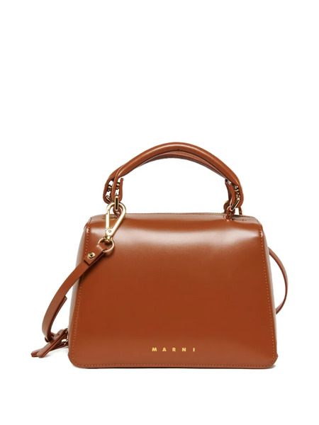  Marni Kids School Logo Coated Tote Bag - Brown 