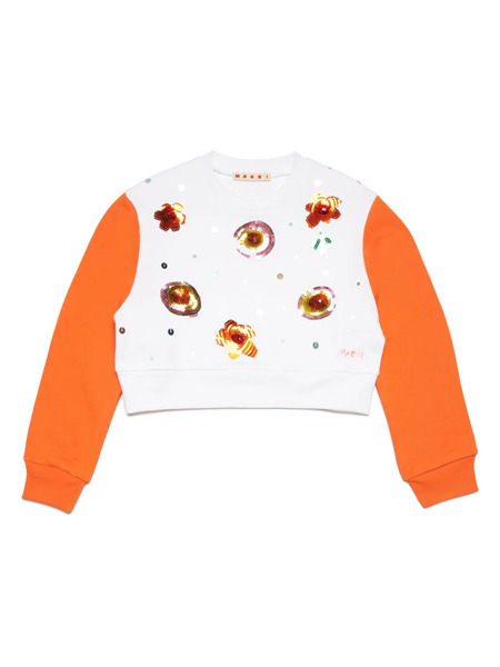  Marni Kids Sequin-embellished Cotton Sweatshirt - White 