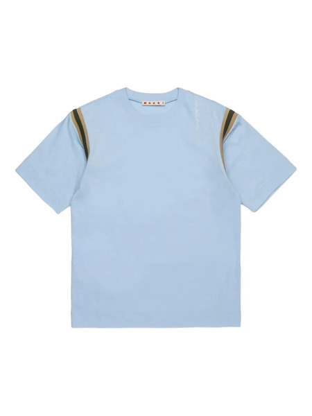  Marni Kids Striped-shoulder T-shirt - Blue 