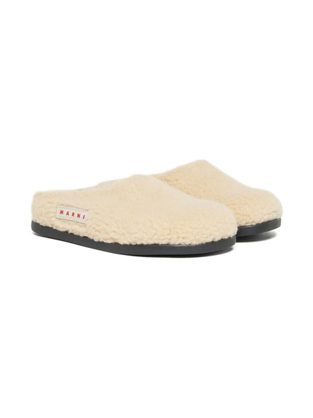  Marni Kids Teddy-textured Slip-on Sandals - Neutrals 