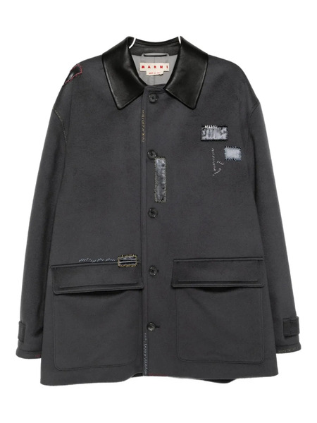  Marni Leather Collar Jacket - Grey 