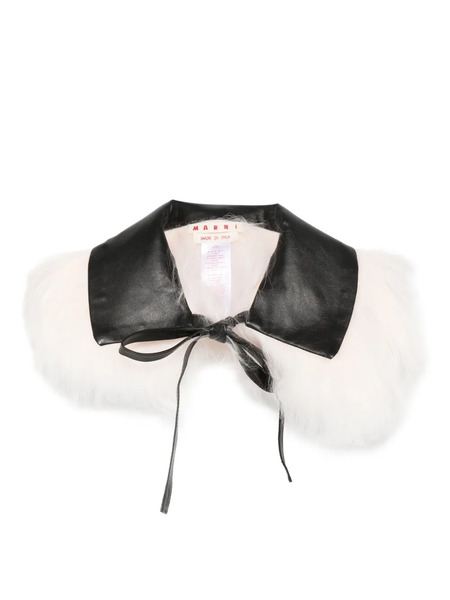  Marni Leather-trimmed Fur Collar - White 