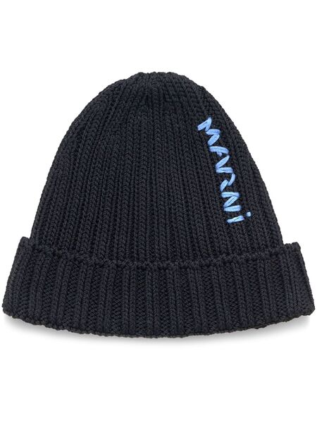  Marni Logo Beanie Hat - Black 