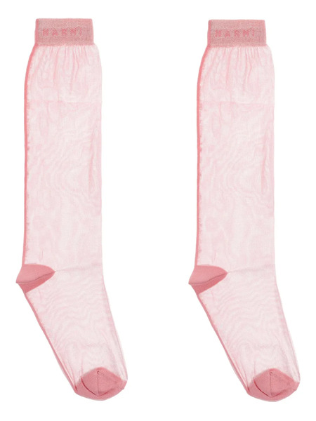 Marni Logo-detail Sheer Socks - Pink 