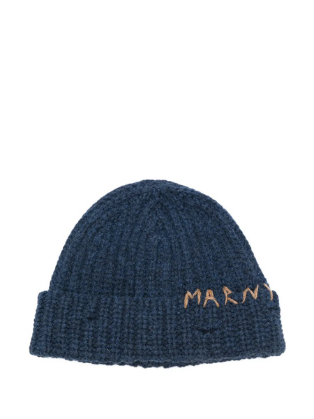  Marni Logo-embroidered Beanie - Blue 