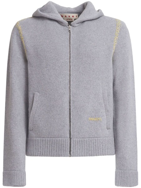  Marni Logo-embroidered Cardigan - Grey 