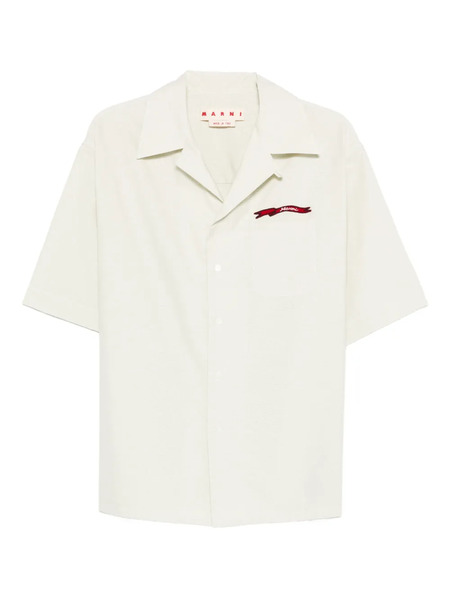  Marni Logo-embroidered Chest-pocket Shirt - Neutrals 