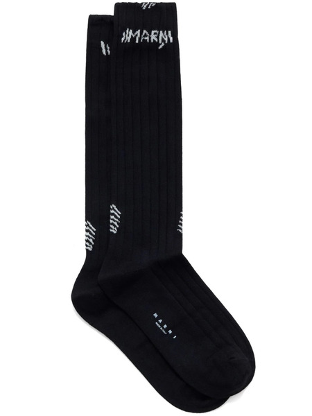  Marni Logo-embroidered Cotton-blend Socks - Black 