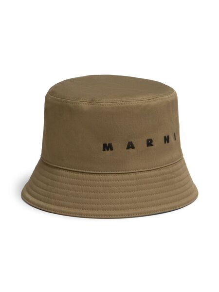  Marni Logo-embroidered Cotton Bucket Hat - Neutrals 