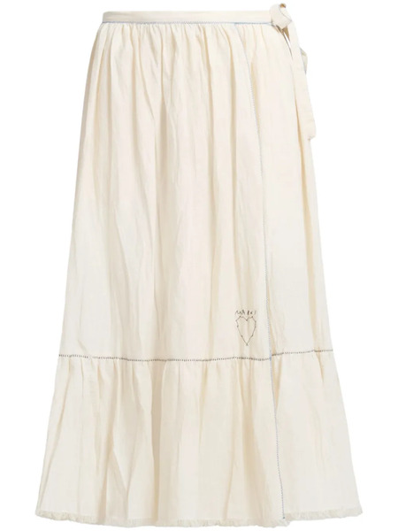  Marni Logo-embroidered Cotton Midi Skirt - Neutrals 