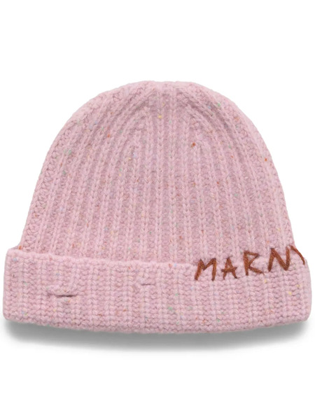  Marni Logo-embroidered Ribbed-knit Beanie - Pink 