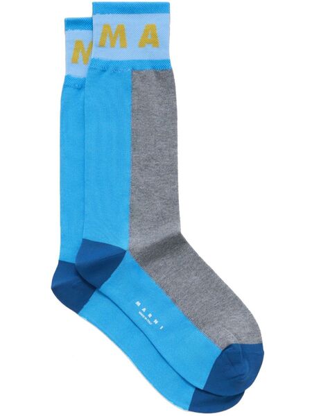  Marni Logo-intarsia Colour-block Socks - Grey 