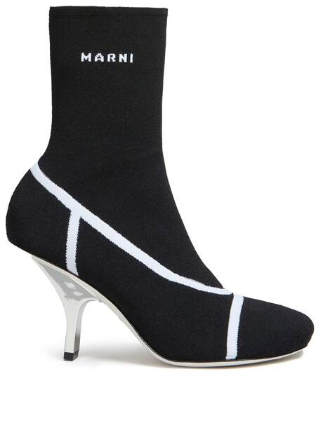  Marni Logo Intarsia-knit Ankle Boots - Black 