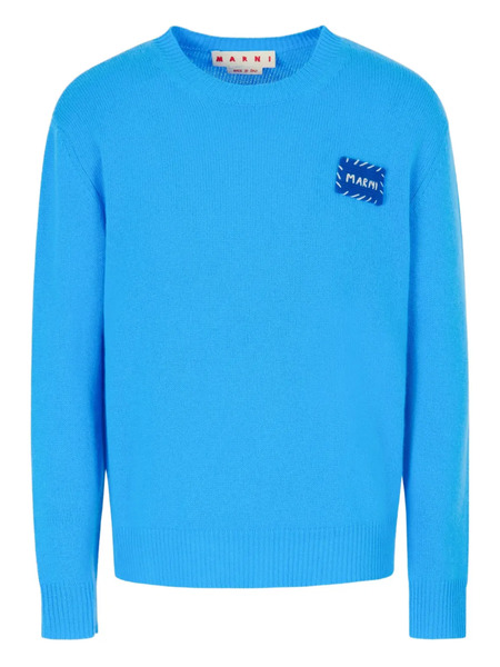  Marni Logo-patch Crew-neck Sweater - Blue 