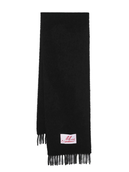  Marni Logo-patch Knitted Scarf - Black 