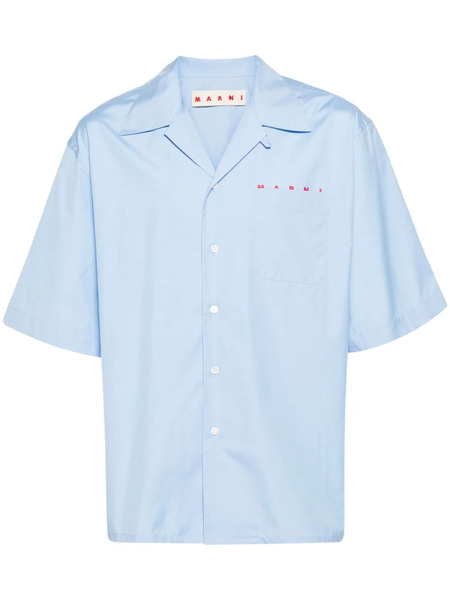  Marni Logo-print Poplin Shirt - Blue 