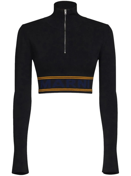  Marni Logo-underband Cropped Jumper - Black 