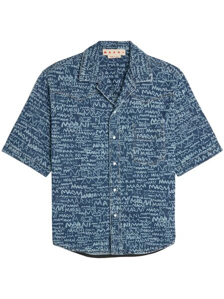 Marni Logo Western Denim Shirt - Blue 