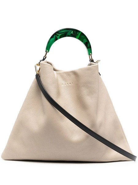  Marni Medium Venice Leather Tote Bag - Neutrals 