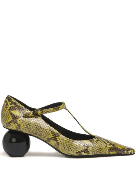  Marni 60mm Python-print T-bar Pumps - 00v07 Lightlime 