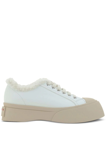  Marni Pablo Lace-up Shearling-trim Sneakers - White 