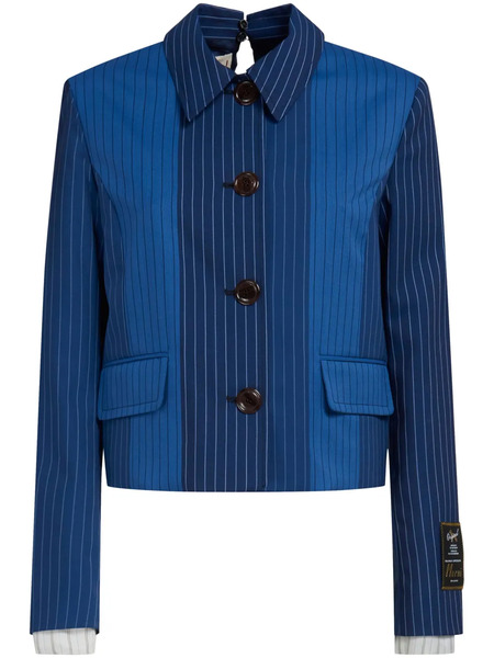  Marni Pinstripe-pattern Virgin Wool Jacket - Blue 