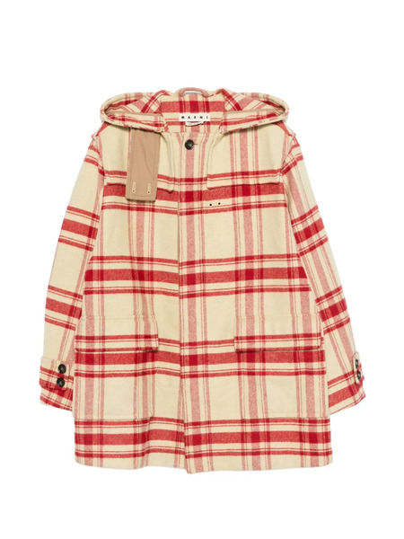  Marni Pre-owned Hooded Check Coat - Neutrals 