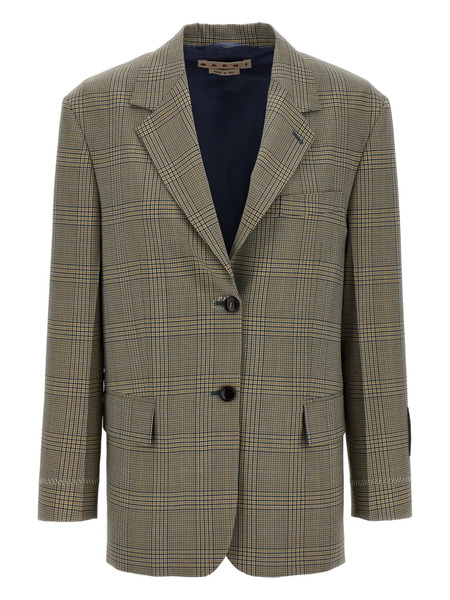  Marni Prince Of Wales-check Blazer - Neutrals 