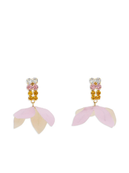  Marni Rhinestone Flower-pendant Earrings - Gold 