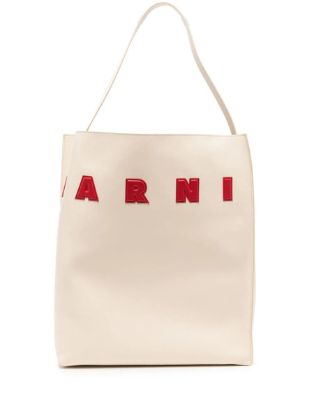  Marni Small Museo Leather Tote Bag - White 