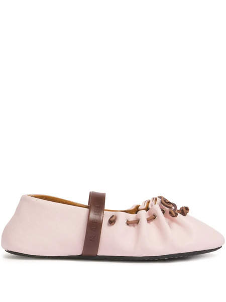  Marni Strap Leather Ballet Flats - Pink 