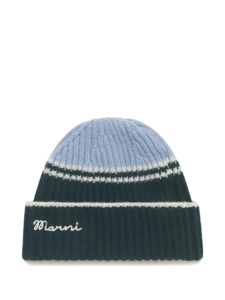  Marni Striped Colour-block Beanie - Blue 