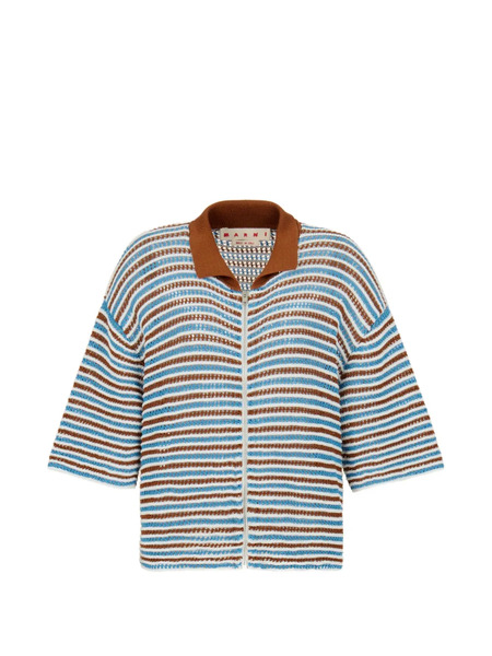  Marni Striped Crochet Cardigan - Brown 