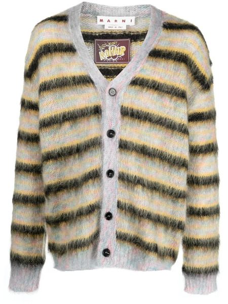  Marni Striped Mohair-blend Cardigan - Yellow 
