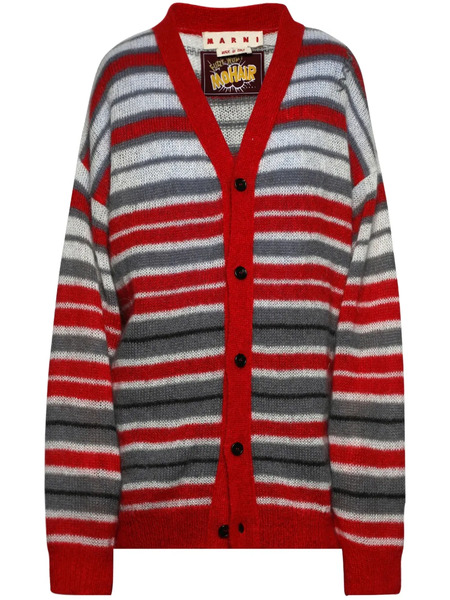  Marni Striped V-neck Cardigan - Neutrals 